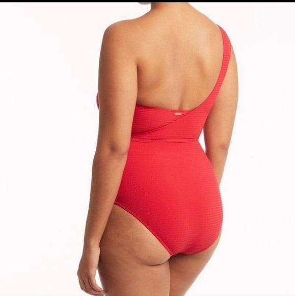 Nwt Sea Level Red Messina One Shoulder Wide Strap One-Piece Swimsuit In Size 6 - Picture 9 of 9